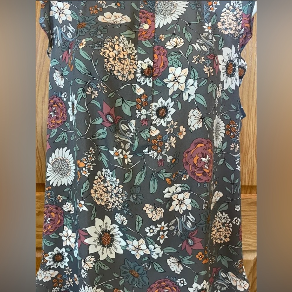 Grey beautiful floral blouse